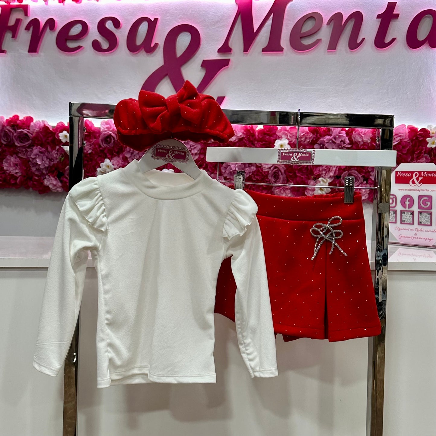 Conjunto brillos con boina