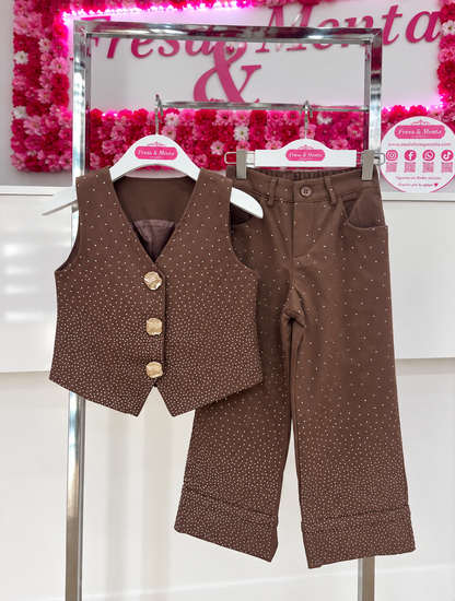 Conjunto chaleco pantalón brillos ✨