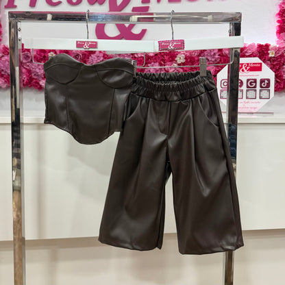 Conjunto corset poli piel