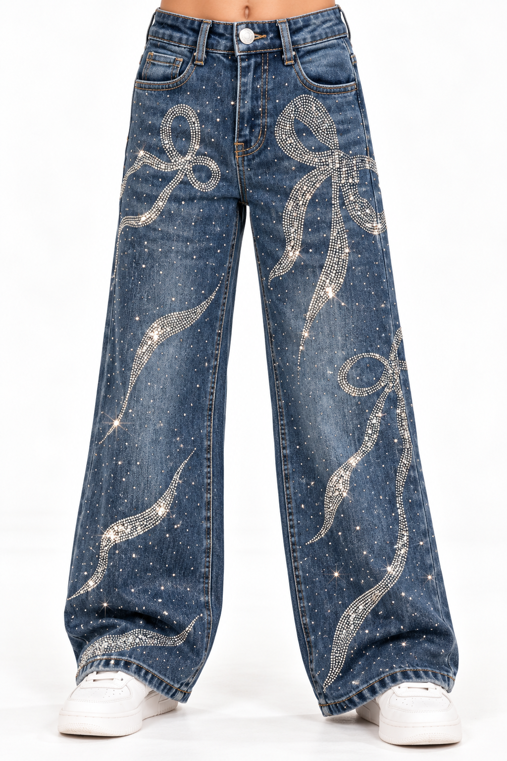 Jeans lazos brillos