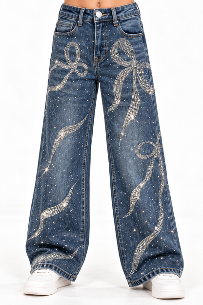 Jeans lazos brillos