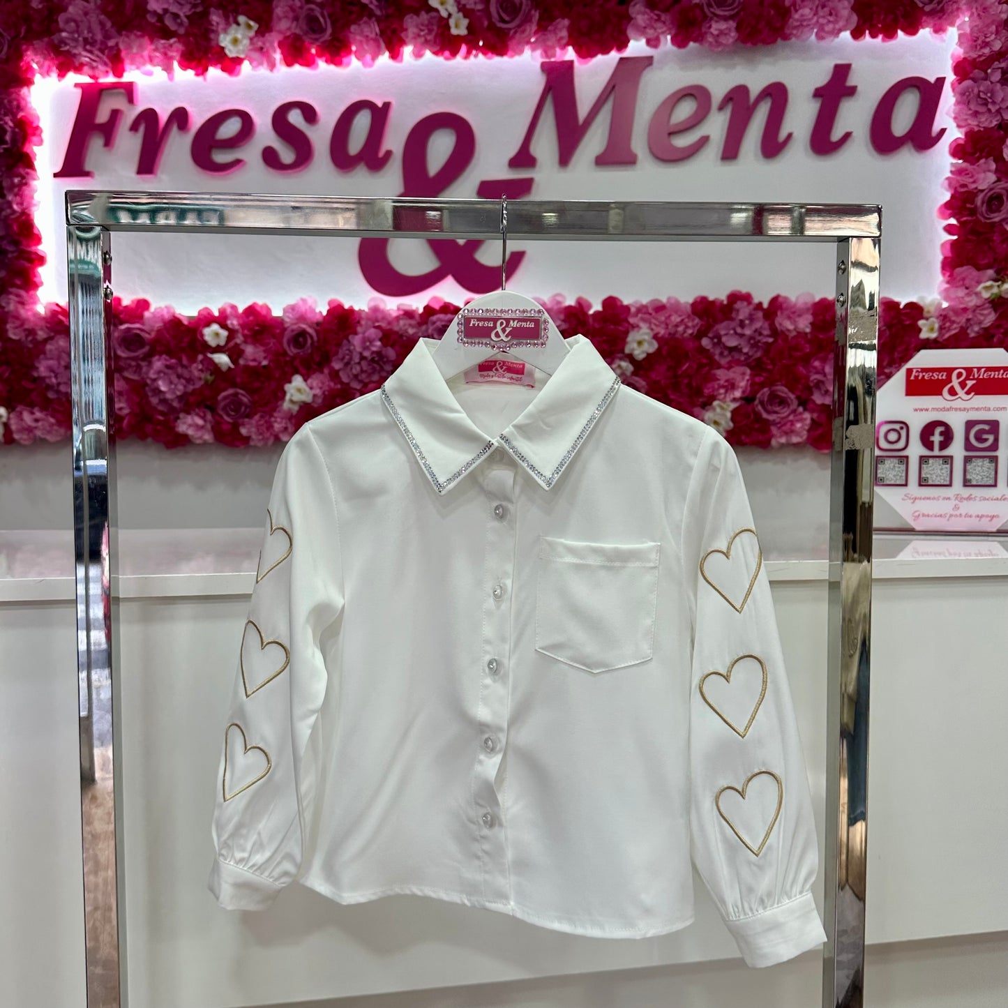 Conjunto corazón jeans pedrería