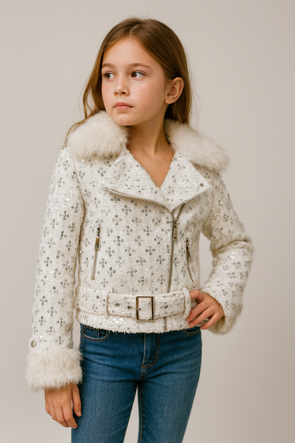 Chaqueta de lentejuelas blanca