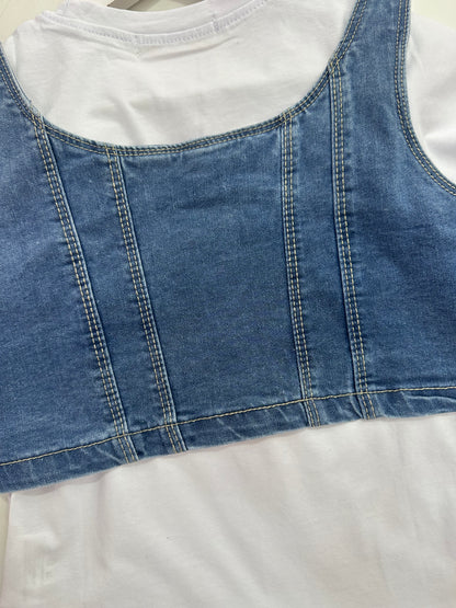 Conjunto short chaleco pedrería