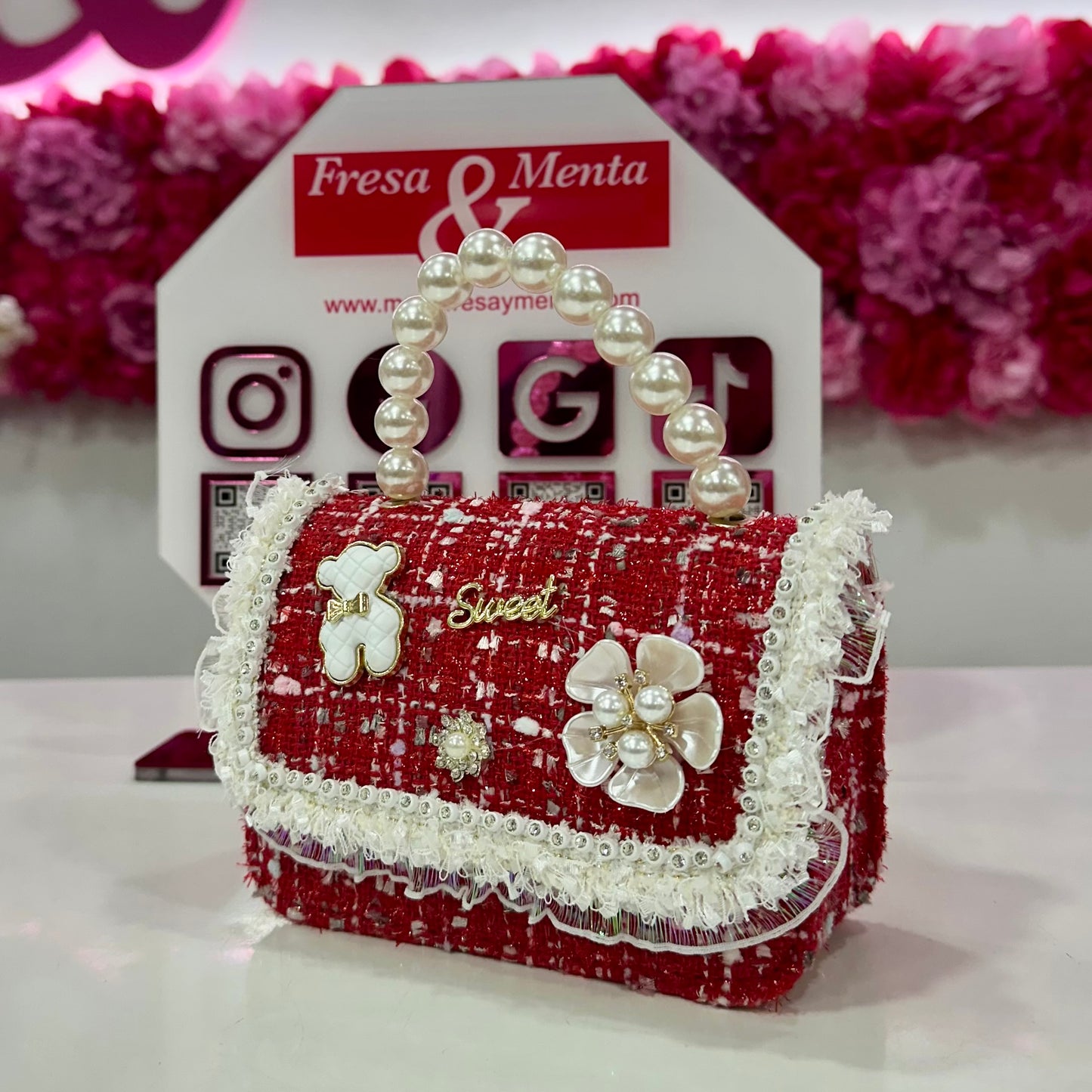 Mini bolso rojo y blanco