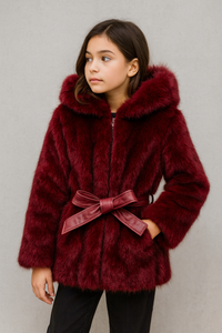 Chaqueta de pelo forrada Burdeos