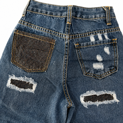 Jeans ancho con brillos