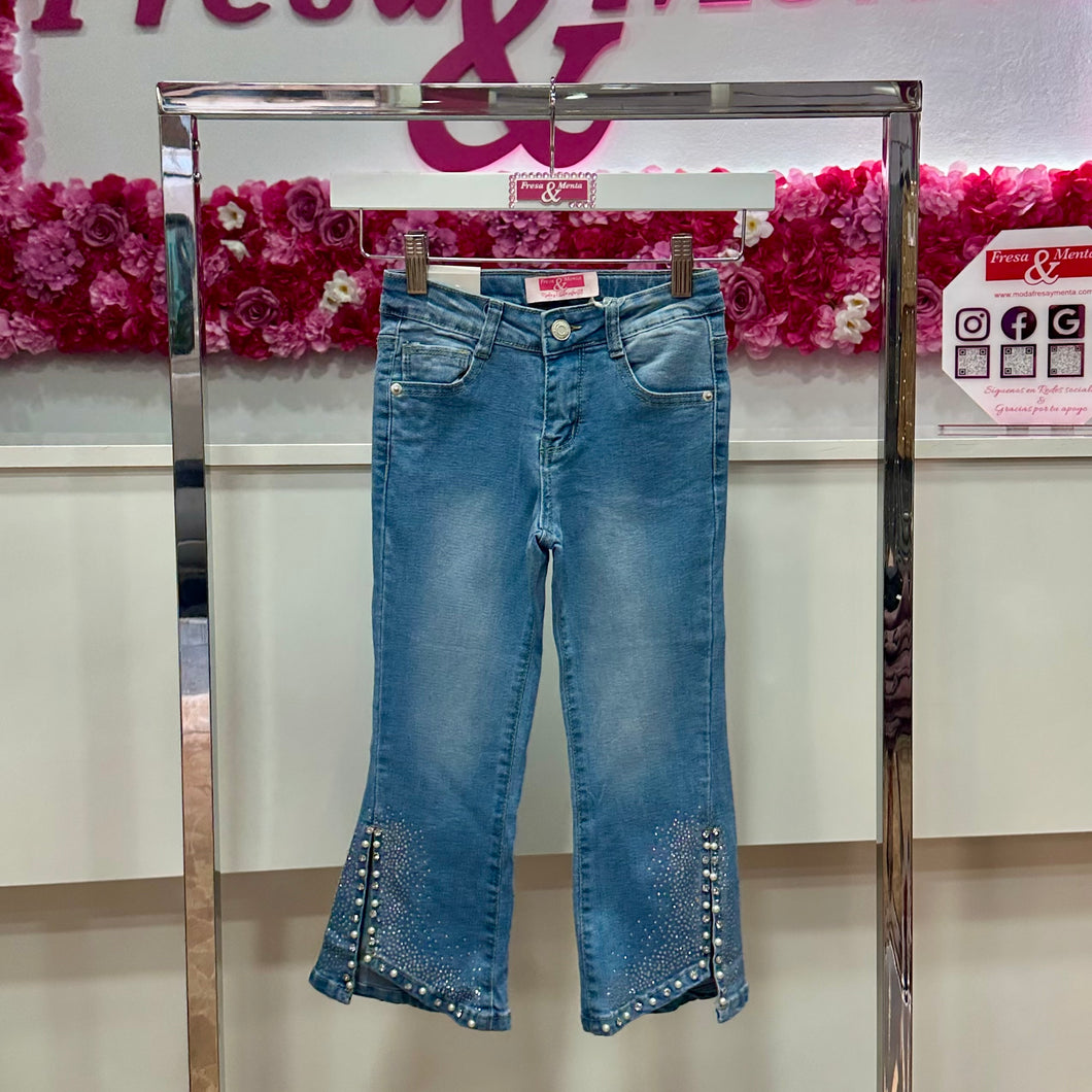 Jeans campana pedrería