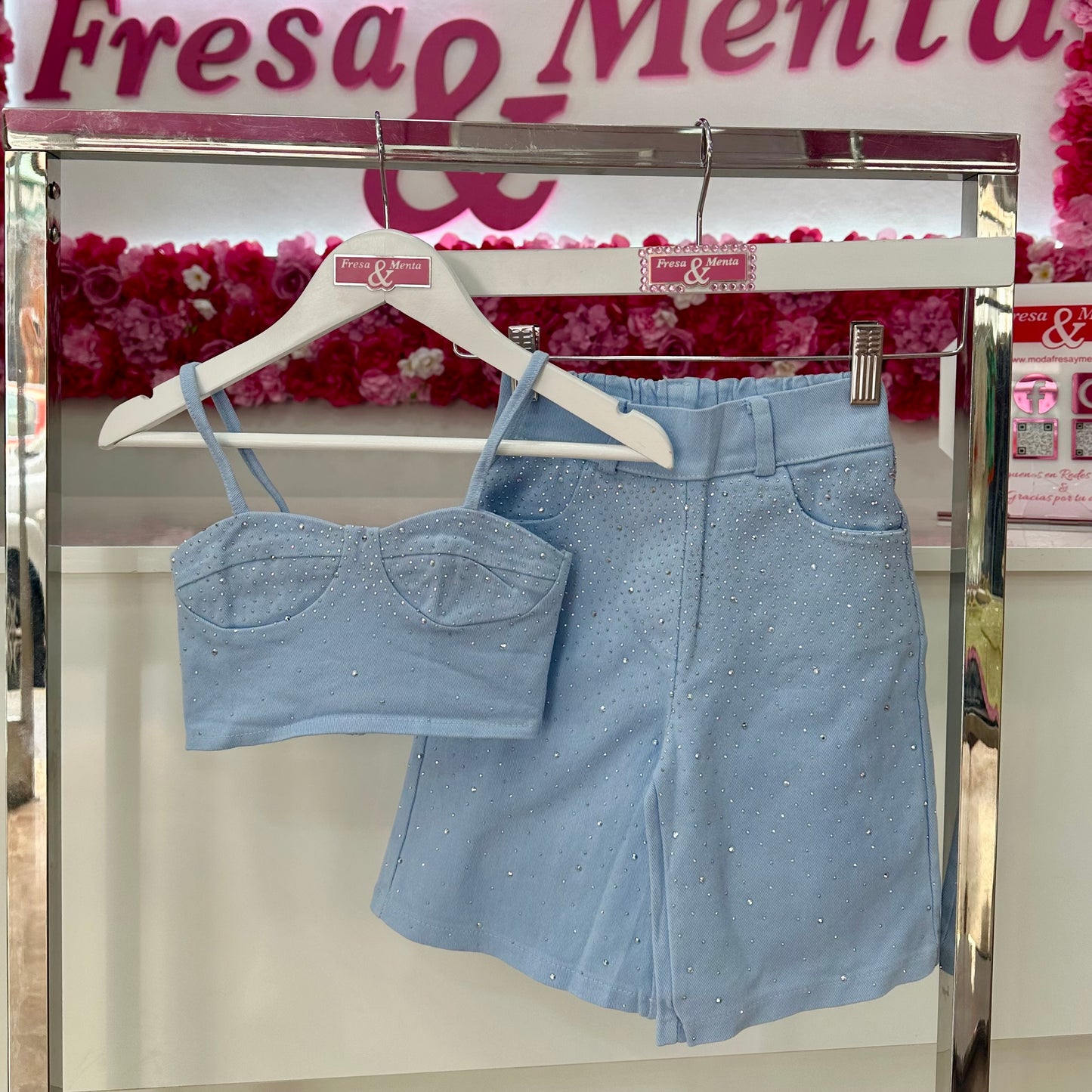 Conjunto jeans brillos