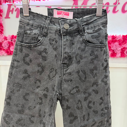 Jeans animal print con brillos