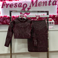 Conjunto falda pedrería