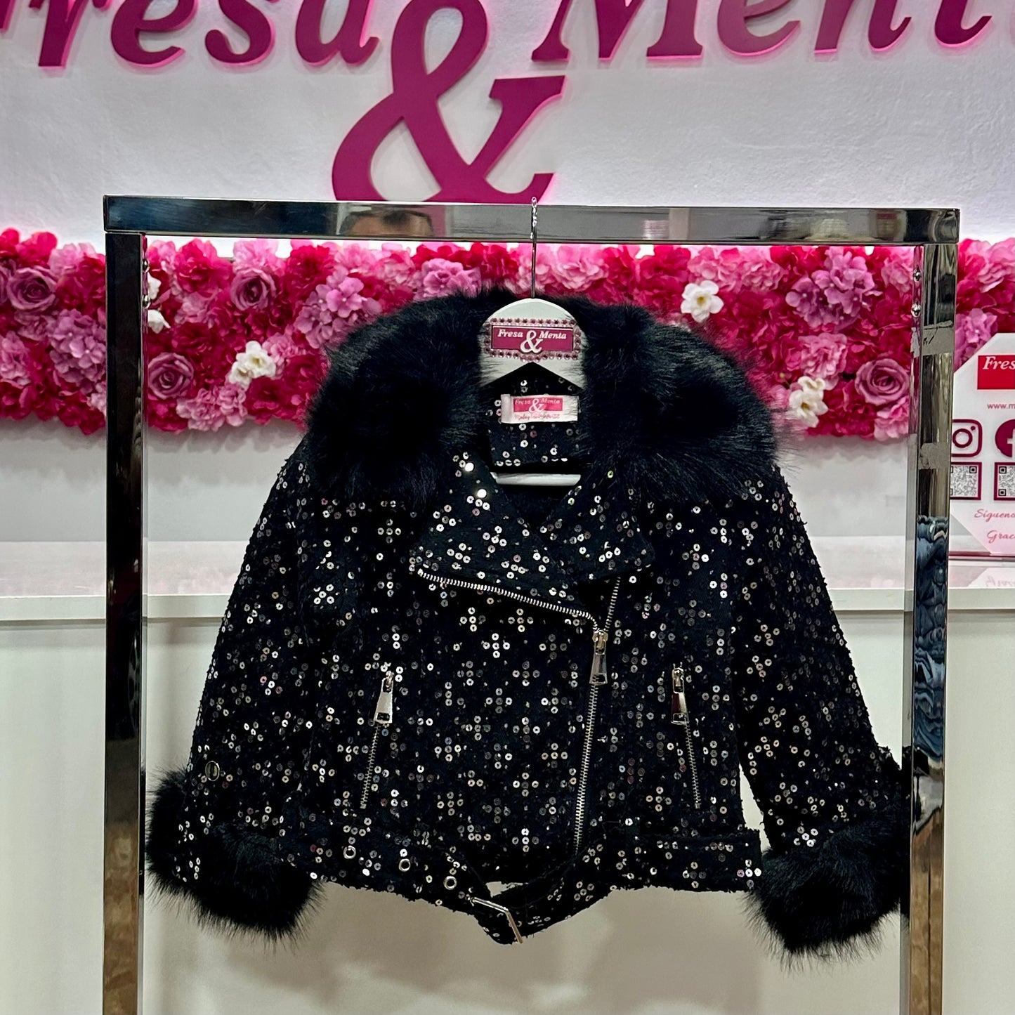 Chaqueta lentejuelas forrada de pelo
