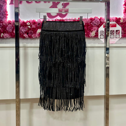 Falda flecos con pedrería