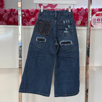 Jeans ancho con brillos