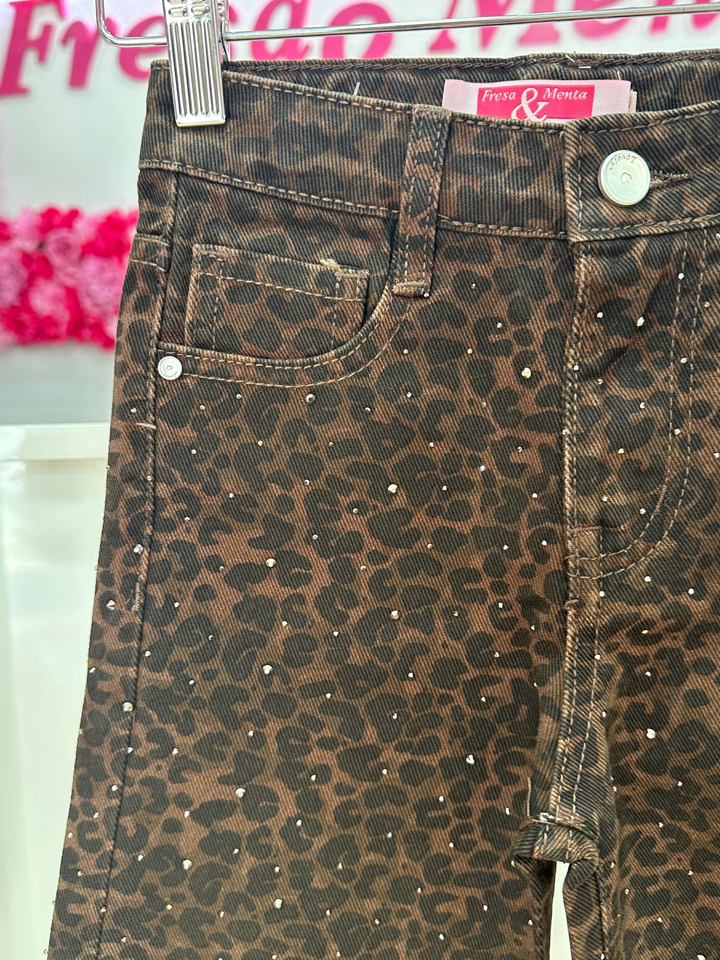 Jeans leopardo brillos