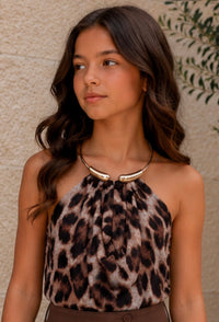 Camiseta gargantilla leopardo